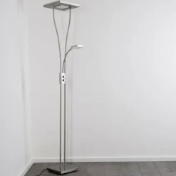 hofstein Éclairage Led|Lampadaire à vasque KIMBA LED Nickel mat, 3 lumières