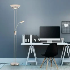 Luminaires Leuchten Direkt Éclairage Led|Lampadaire à vasque Leuchten-Direkt ZAHARA LED Acier brossé, 2 lumières