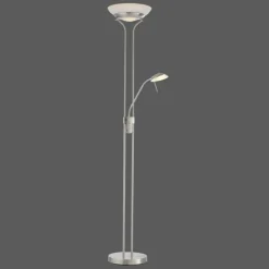 Luminaires Leuchten Direkt Éclairage Led|Lampadaire à vasque Leuchten-Direkt ZAHARA LED Acier brossé, 2 lumières