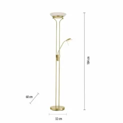 Luminaires Leuchten Direkt Lampadaires Et Lampes Sur Pied|Lampadaire à vasque Leuchten-Direkt ZAHARA LED Laiton, 2 lumières