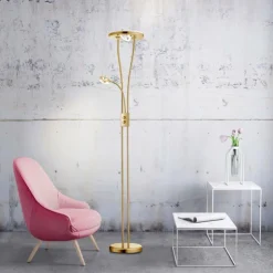 Luminaires Leuchten Direkt Lampadaires Et Lampes Sur Pied|Lampadaire à vasque Leuchten-Direkt HELIA LED Laiton, 3 lumières
