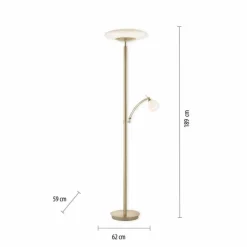 Luminaires Paul Neuhaus Éclairage Led|Lampadaire à vasque Paul Neuhaus TROJA LED Laiton, 1 lumière