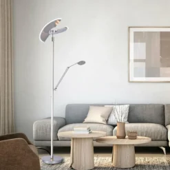 Luminaires Paul Neuhaus Éclairage Led|Lampadaire à vasque Paul Neuhaus PURE-MUTIL LED Acier brossé, 2 lumières