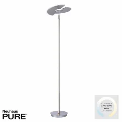 Luminaires Paul Neuhaus Lampadaires Et Lampes Sur Pied|Lampadaire à vasque Paul Neuhaus PURE-MUTIL LED Acier brossé, 2 lumières