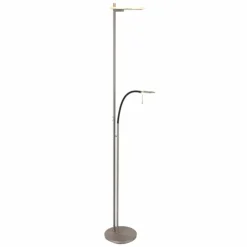 Luminaires Steinhauer Éclairage Led|Lampadaire à vasque Steinhauer Turound LED Acier brossé, 2 lumières