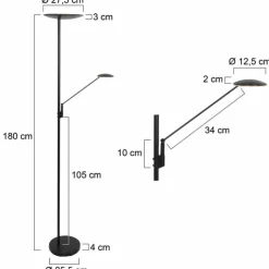 Luminaires Steinhauer Éclairage Led|Lampadaire à vasque Steinhauer Daphne LED Noir, 2 lumières