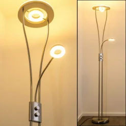 hofstein Éclairage Led|Lampadaire à vasque Watino LED Nickel mat, 3 lumières