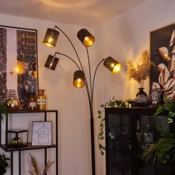 hofstein Lampadaires Et Lampes Sur Pied|Lampadaire Bathinda Noir, 5 lumières