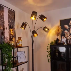 hofstein Lampadaires Et Lampes Sur Pied|Lampadaire Bathinda Noir, 5 lumières