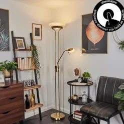 hofstein Éclairage Led|Lampadaire Biot LED Laiton, 2 lumières