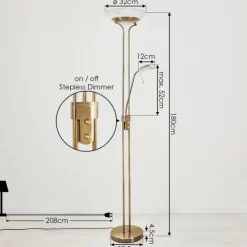 hofstein Éclairage Led|Lampadaire Biot LED Laiton, 2 lumières