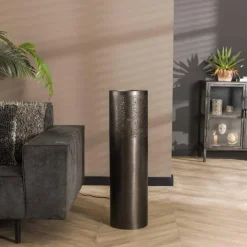 hofstein Lampadaires Et Lampes Sur Pied|Lampadaire Cylinder Nickel mat, Noir, 1 lumière