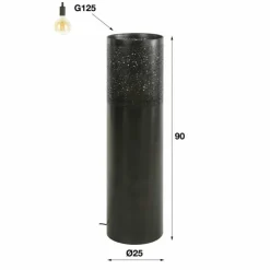 hofstein Lampadaires Et Lampes Sur Pied|Lampadaire Cylinder Nickel mat, Noir, 1 lumière