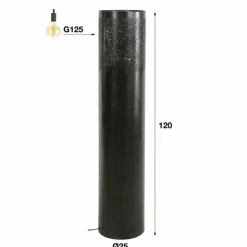hofstein Lampadaires Et Lampes Sur Pied|Lampadaire Cylinder Nickel mat, Noir, 1 lumière