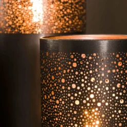 hofstein Lampadaires Et Lampes Sur Pied|Lampadaire Cylinder Nickel mat, Noir, 1 lumière