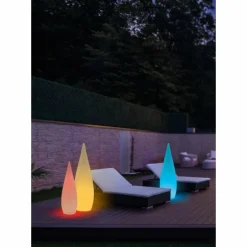 Lampadaire d'extérieur Reality Palmas LED Blanc, 1 lumière, Télécommandes, Changeur de couleurs