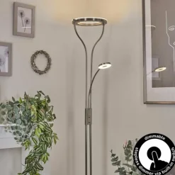 hofstein Éclairage Led|Lampadaire Donna LED Nickel mat, 2 lumières