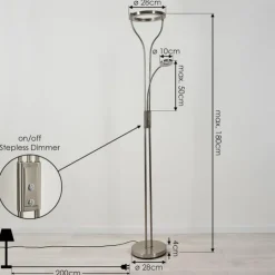 hofstein Éclairage Led|Lampadaire Donna LED Nickel mat, 2 lumières