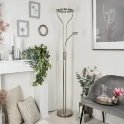 hofstein Éclairage Led|Lampadaire Donna LED Nickel mat, 2 lumières