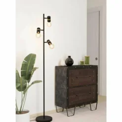 Luminaires Eglo Lampadaires Et Lampes Sur Pied|Lampadaire Eglo LURONE Laiton, Noir, 3 lumières
