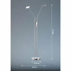 FHL easy Lampadaires Et Lampes Sur Pied|Lampadaire Luna LED Nickel mat, 2 lumières
