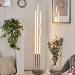 Lampadaire Gamsen LED Nickel mat, 3 lumières, Télécommandes, Changeur de couleurs
