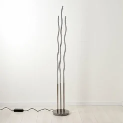 Lampadaire Gamsen LED Nickel mat, 3 lumières, Télécommandes, Changeur de couleurs