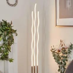 Lampadaire Gamsen LED Nickel mat, 3 lumières, Télécommandes, Changeur de couleurs