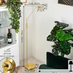 hofstein Lampadaires Et Lampes Sur Pied|Lampadaire Huallilemu LED Laiton, 1 lumière