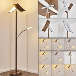 hofstein Lampadaires Et Lampes Sur Pied|Lampadaire Lasona LED Brun, Argenté, 2 lumières