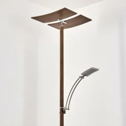 hofstein Lampadaires Et Lampes Sur Pied|Lampadaire Lasona LED Brun, Argenté, 2 lumières