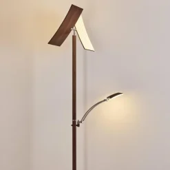 hofstein Lampadaires Et Lampes Sur Pied|Lampadaire Lasona LED Brun, Argenté, 2 lumières