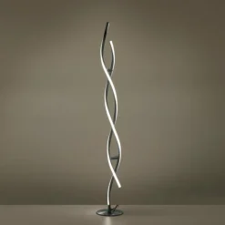 Lampadaire Leuchten-Direkt LOLAsmart-SWING LED Acier brossé, 2 lumières, Télécommandes, Changeur de couleurs
