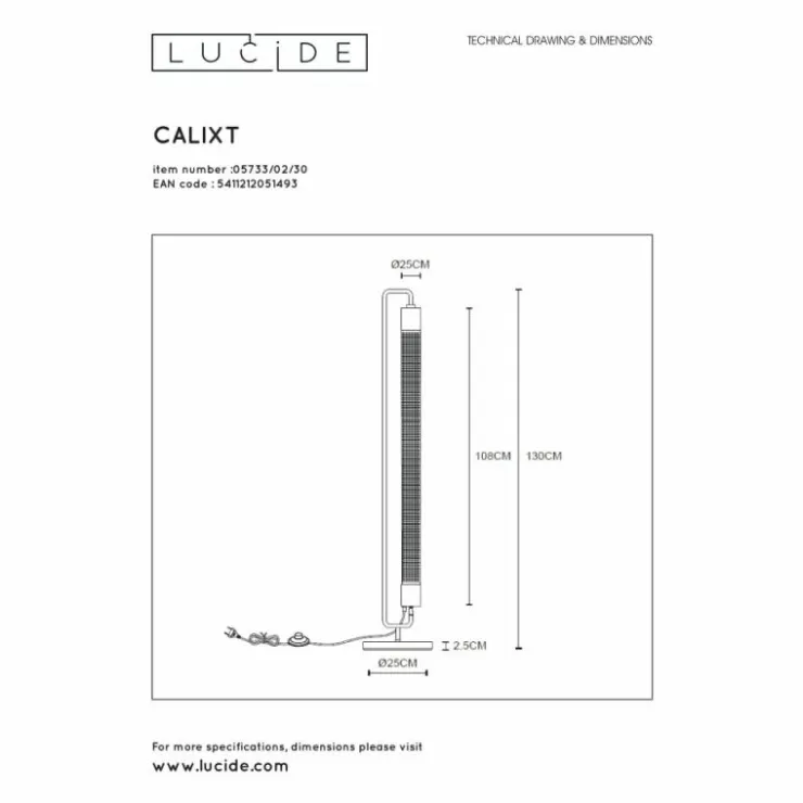 Luminaires Lucide Lampadaires Et Lampes Sur Pied|Lampadaire Lucide CALIXT Noir, 2 lumières