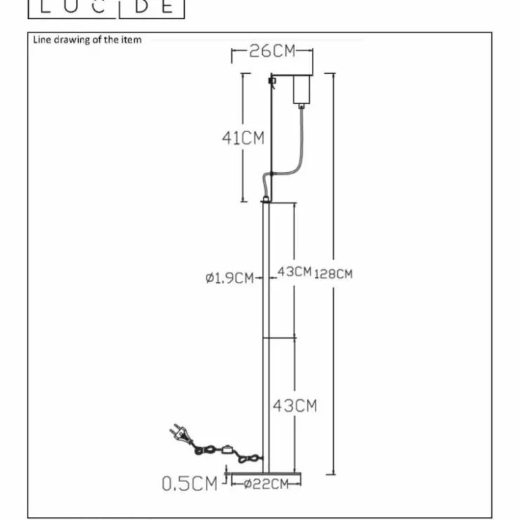 Luminaires Lucide Lampadaires Et Lampes Sur Pied|Lampadaire Lucide MALCOLM Noir, 1 lumière