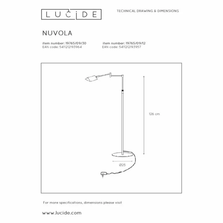 Luminaires Lucide Lampadaires Et Lampes Sur Pied|Lampadaire Lucide NUVOLA LED Chrome, 1 lumière