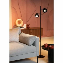 Luminaires Lucide Lampadaires Et Lampes Sur Pied|Lampadaire Lucide SENSAS Noir, 2 lumières