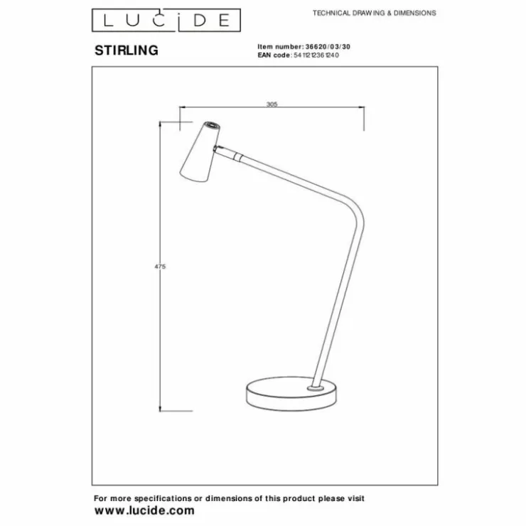 Luminaires Lucide Lampadaires Et Lampes Sur Pied|Lampadaire Lucide STIRLING LED Noir, 1 lumière