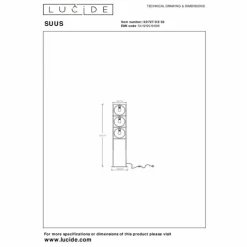 Luminaires Lucide Lampadaires Et Lampes Sur Pied|Lampadaire Lucide SUUS Noir, 3 lumières
