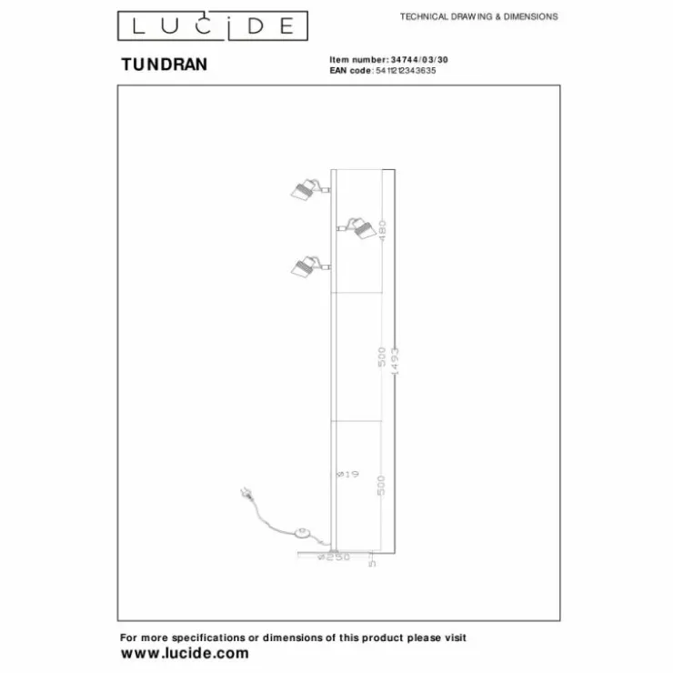 Luminaires Lucide Lampadaires Et Lampes Sur Pied|Lampadaire Lucide TUNDRAN Noir, 3 lumières