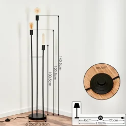 Lampe Lampadaires Et Lampes Sur Pied|Lampadaire Maiford Noir, 3 lumières