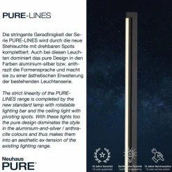 Luminaires Paul Neuhaus Éclairage Led|Lampadaire Paul Neuhaus PURE-LINES LED Anthracite, 1 lumière, Télécommandes