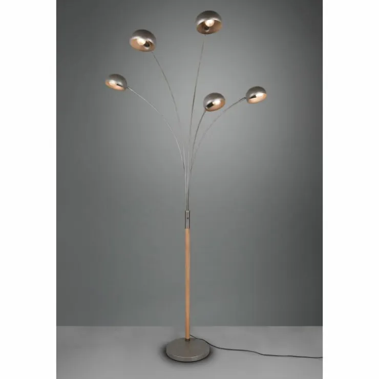 Luminaires Reality Lampadaires Et Lampes Sur Pied|Lampadaire Reality Dito Brun foncé, Nickel mat, 5 lumières