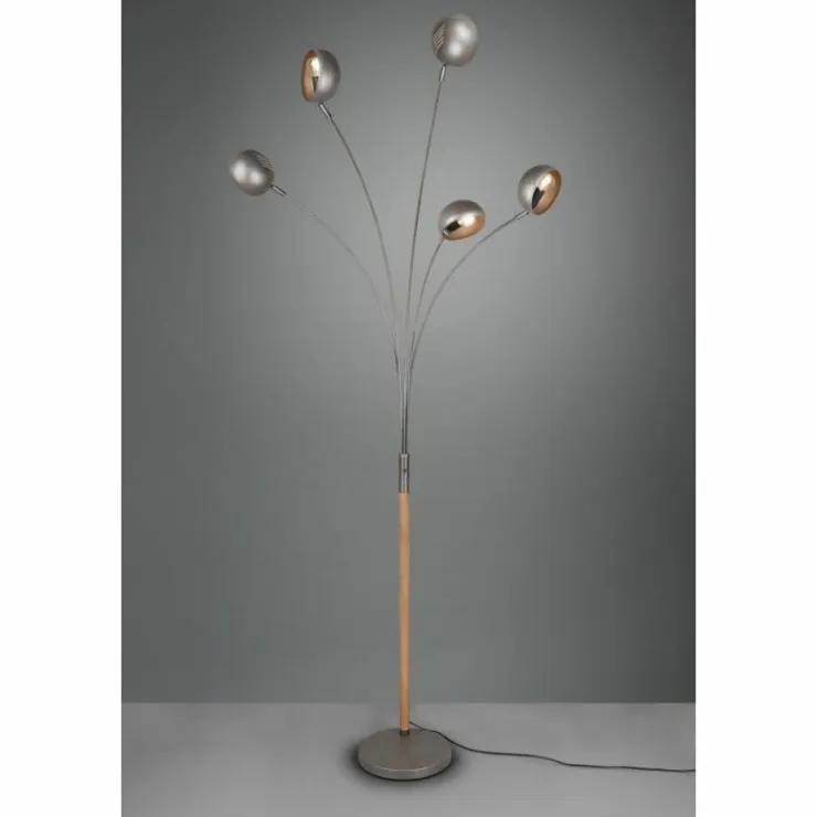 Luminaires Reality Lampadaires Et Lampes Sur Pied|Lampadaire Reality Dito Brun foncé, Nickel mat, 5 lumières