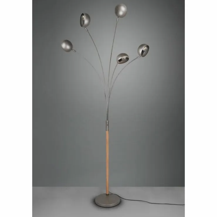 Luminaires Reality Lampadaires Et Lampes Sur Pied|Lampadaire Reality Dito Brun foncé, Nickel mat, 5 lumières