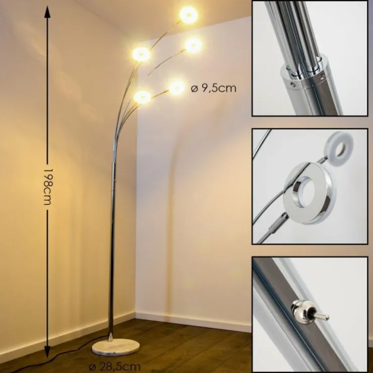 Luminaires Reality Lampadaires Et Lampes Sur Pied|Lampadaire Reality Rennes LED Chrome, 5 lumières