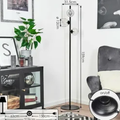 hofstein Lampadaires Et Lampes Sur Pied|Lampadaire Remaisnil Noir, 3 lumières