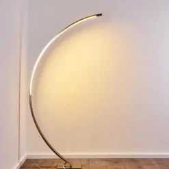 hofstein Lampadaires Et Lampes Sur Pied|Lampadaire Ruswil LED Nickel mat, 1 lumière