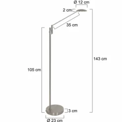 Luminaires Steinhauer Éclairage Led|Lampadaire Steinhauer Daphne LED Acier brossé, 1 lumière