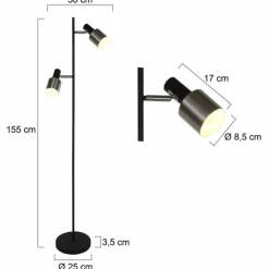 Luminaires Steinhauer Lampadaires Et Lampes Sur Pied|Lampadaire Steinhauer Fjorgard Noir, 2 lumières
